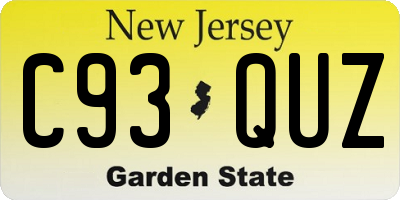 NJ license plate C93QUZ