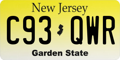 NJ license plate C93QWR