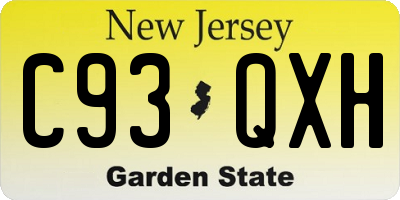 NJ license plate C93QXH