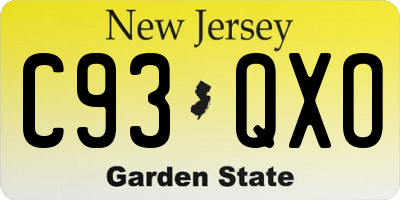 NJ license plate C93QXO