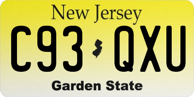 NJ license plate C93QXU