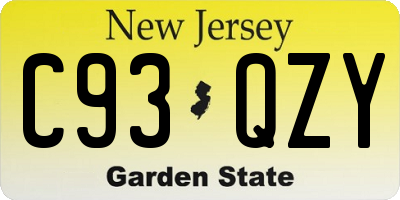 NJ license plate C93QZY