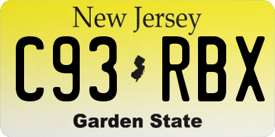 NJ license plate C93RBX
