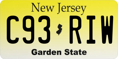 NJ license plate C93RIW