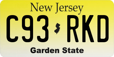 NJ license plate C93RKD