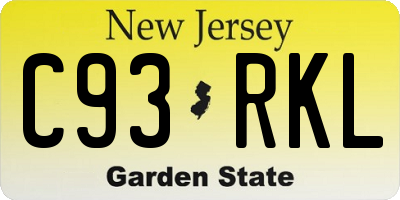 NJ license plate C93RKL