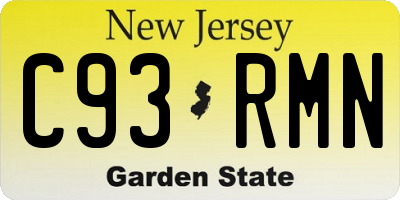 NJ license plate C93RMN