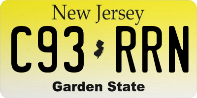 NJ license plate C93RRN
