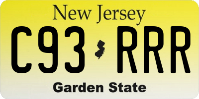 NJ license plate C93RRR