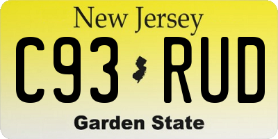 NJ license plate C93RUD