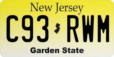 NJ license plate C93RWM