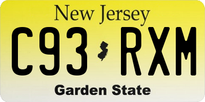 NJ license plate C93RXM