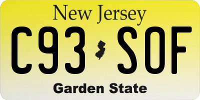 NJ license plate C93SOF