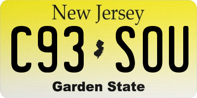 NJ license plate C93SOU