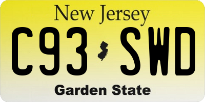 NJ license plate C93SWD