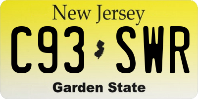 NJ license plate C93SWR
