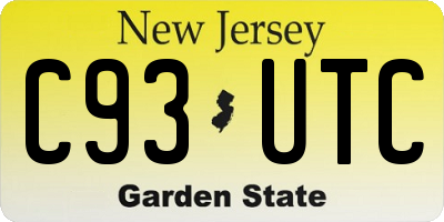 NJ license plate C93UTC
