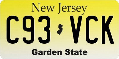 NJ license plate C93VCK