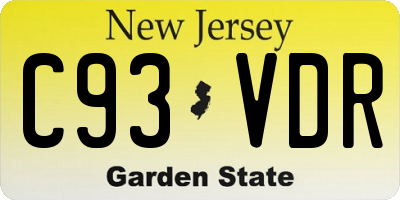 NJ license plate C93VDR