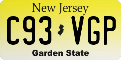 NJ license plate C93VGP