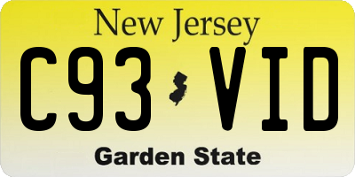 NJ license plate C93VID