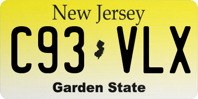 NJ license plate C93VLX