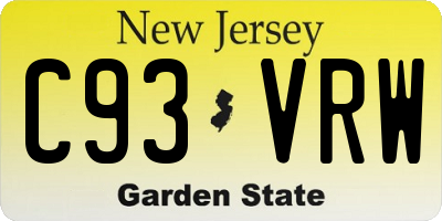 NJ license plate C93VRW