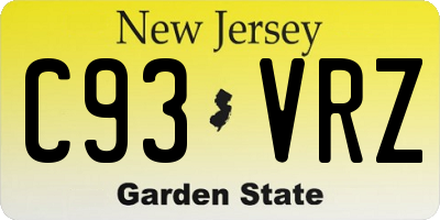 NJ license plate C93VRZ