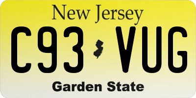 NJ license plate C93VUG