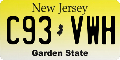 NJ license plate C93VWH