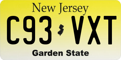 NJ license plate C93VXT