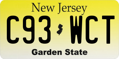 NJ license plate C93WCT