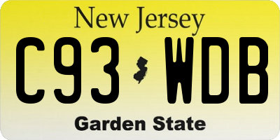 NJ license plate C93WDB