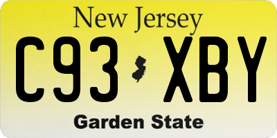 NJ license plate C93XBY