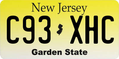 NJ license plate C93XHC