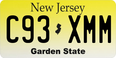 NJ license plate C93XMM