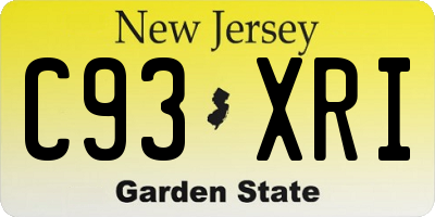 NJ license plate C93XRI