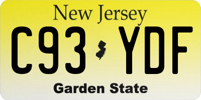 NJ license plate C93YDF