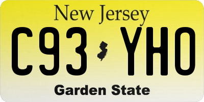 NJ license plate C93YHO