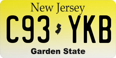 NJ license plate C93YKB