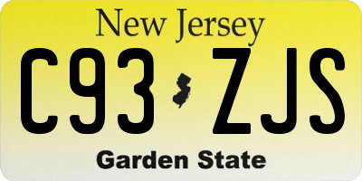NJ license plate C93ZJS