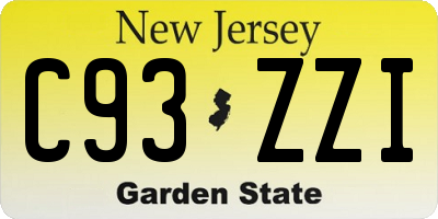 NJ license plate C93ZZI