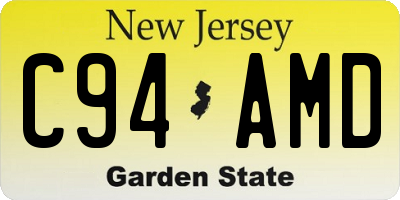 NJ license plate C94AMD