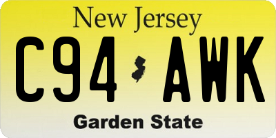 NJ license plate C94AWK