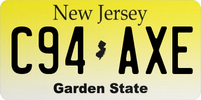 NJ license plate C94AXE