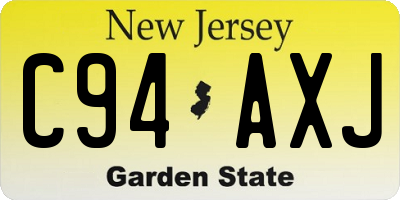 NJ license plate C94AXJ