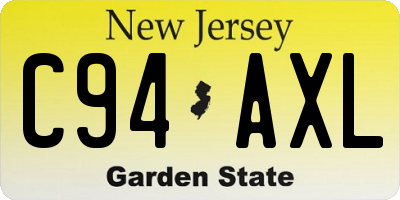 NJ license plate C94AXL