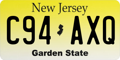 NJ license plate C94AXQ