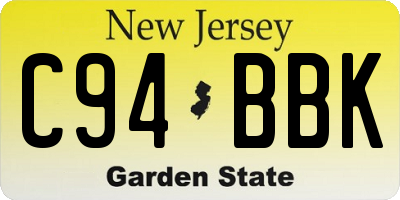 NJ license plate C94BBK