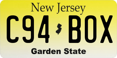 NJ license plate C94BOX